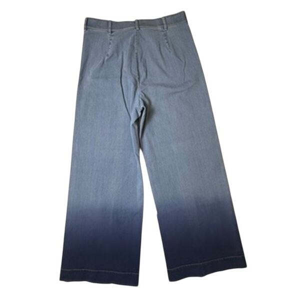 Lafayette 148 NY Clarke Blue Ombre Wide Leg High Rise Jeans Size 6 - Picture 2 of 14